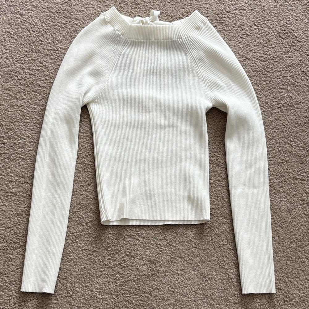 All in Favor Cream Ribbed Knit Top
